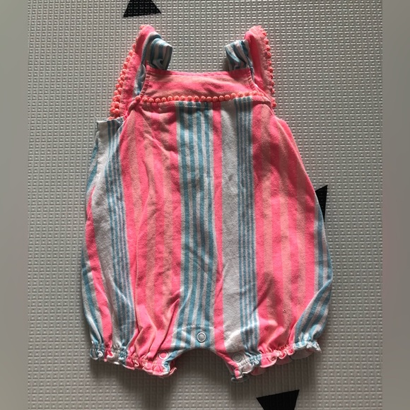 Carter’s|Baby girl pink neon striped bubble romper, sleeveless•••Cute summer fit - Picture 1 of 5